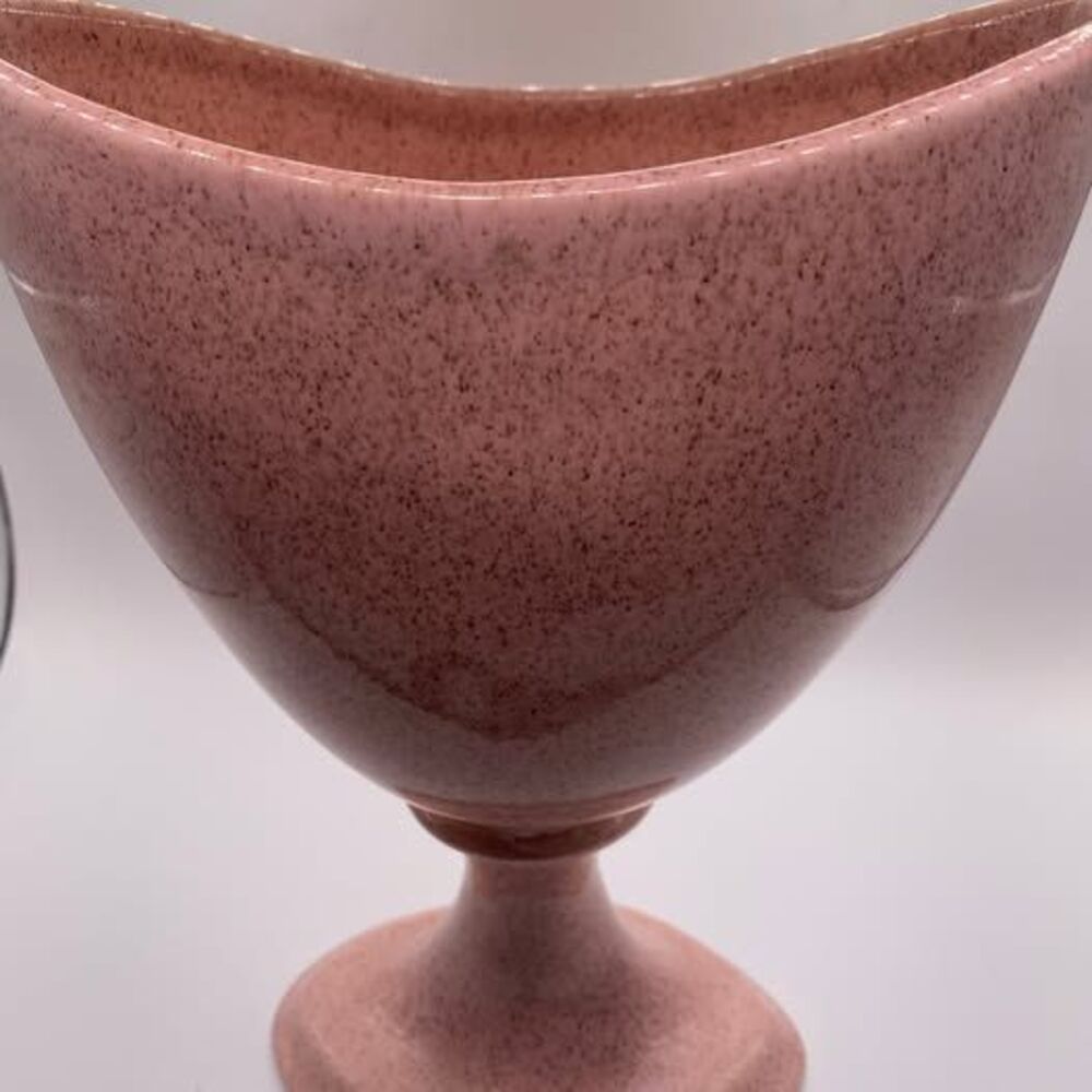 Vintage 1950s Red Wing Pottery Pedestal Vase — Pink Speckle, Shape 649